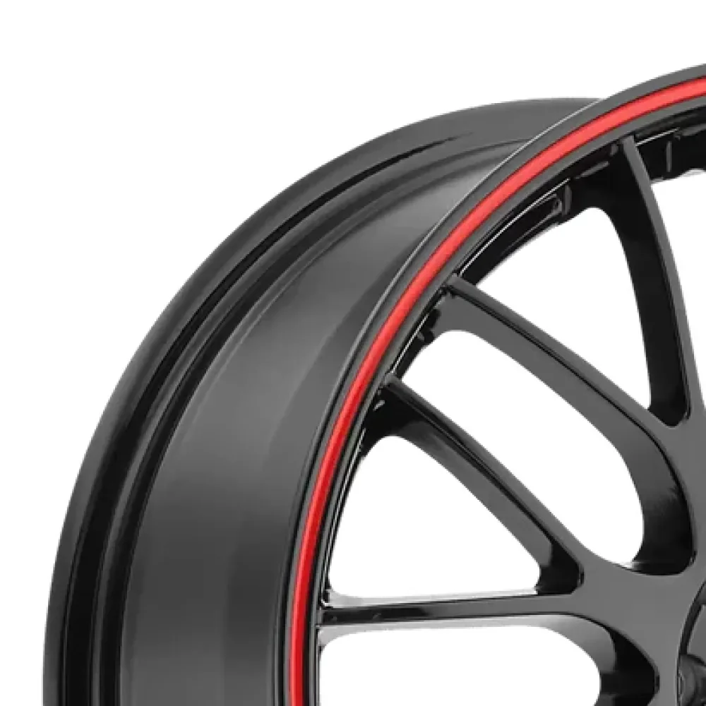 MAXXIM 42B MAZE 18X7.5 Gloss Black with Red Racing Stripe
