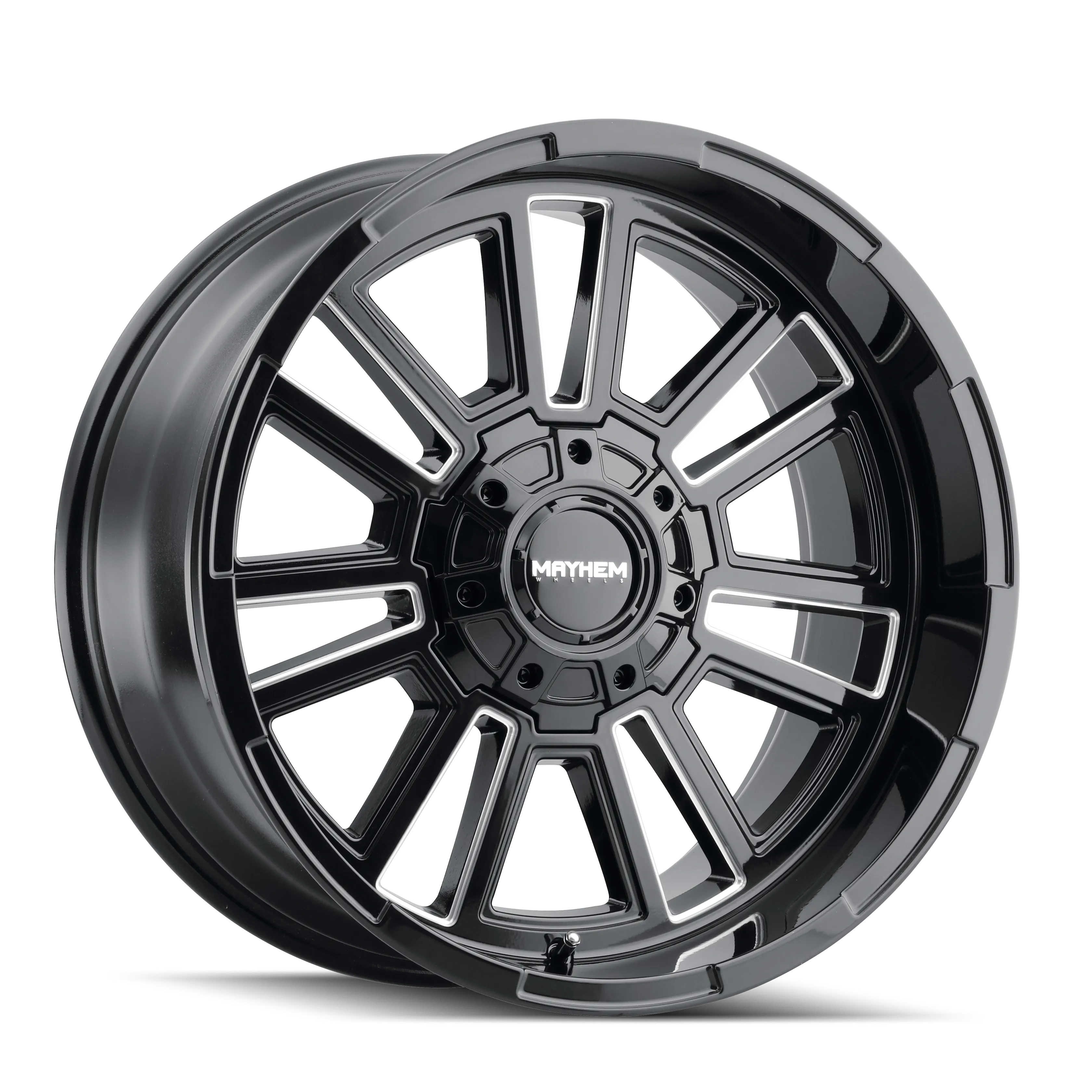 MAYHEM APOLLO 8115 GLOSS BLACK MILLED PRISM RED 20X9 GLOSS BLACK/MILLED SPOKES