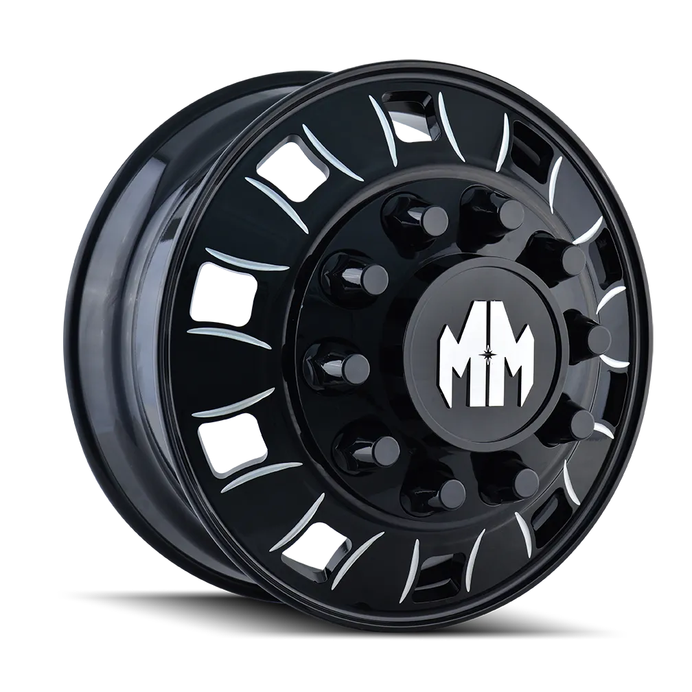 MAYHEM BIGRIG 8180 GLOSS BLACK MILLED 24.5X8.25 GLOSS BLACK/MILLED SPOKES