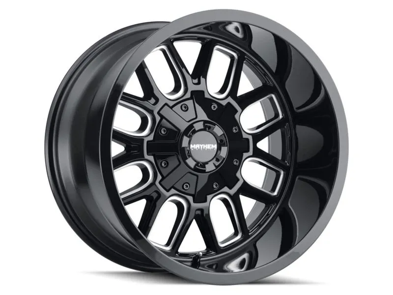 MAYHEM COGENT DUALLY 8107D GLOSS BLACK MILLED 22X8.25 GLOSS BLACK/MILLED SPOKES
