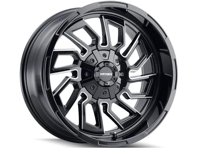 MAYHEM FLYWHEEL 8111 GLOSS BLACK MILLED 22X10 GLOSS BLACK/MILLED SPOKES