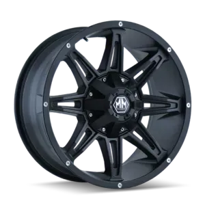 MAYHEM RAMPAGE 8090 GLOSS BLACK MILLED 17x9 Gloss Black/Milled Spokes