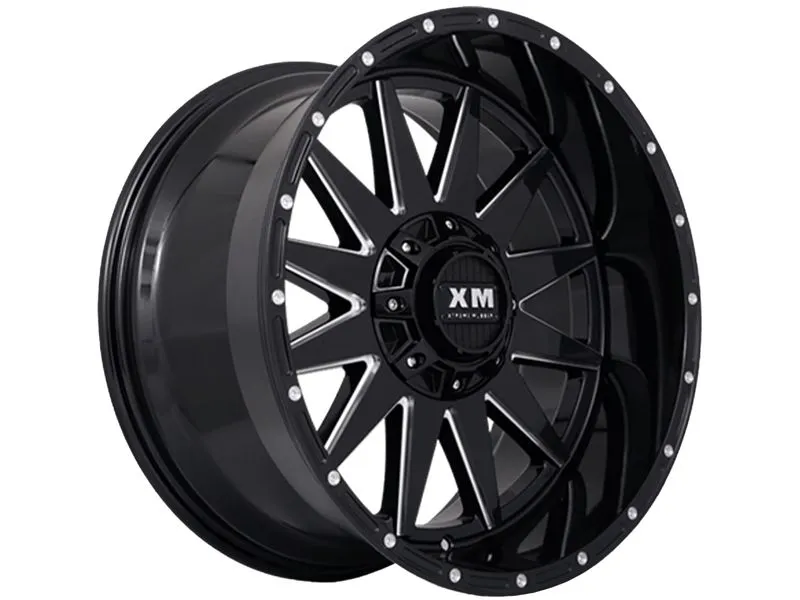 XTREME MUDDER XM-312 2 TONE BRUSH FACE MILLED+BLACK LIP 20X10 GLOSS BLACK/MILLED ACCENTS